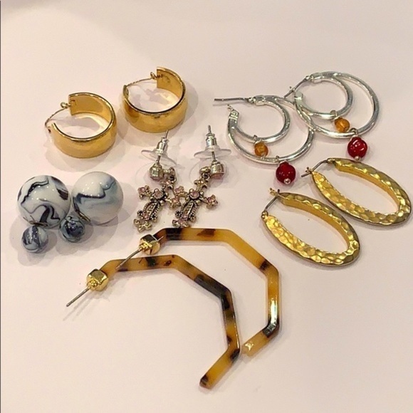 💐5/25 5 pair lot bundle statement earrings - Picture 1 of 11